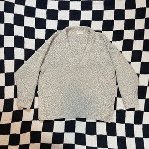 urban outfitters gray fuzzy oversized deep v neck sweater size medium